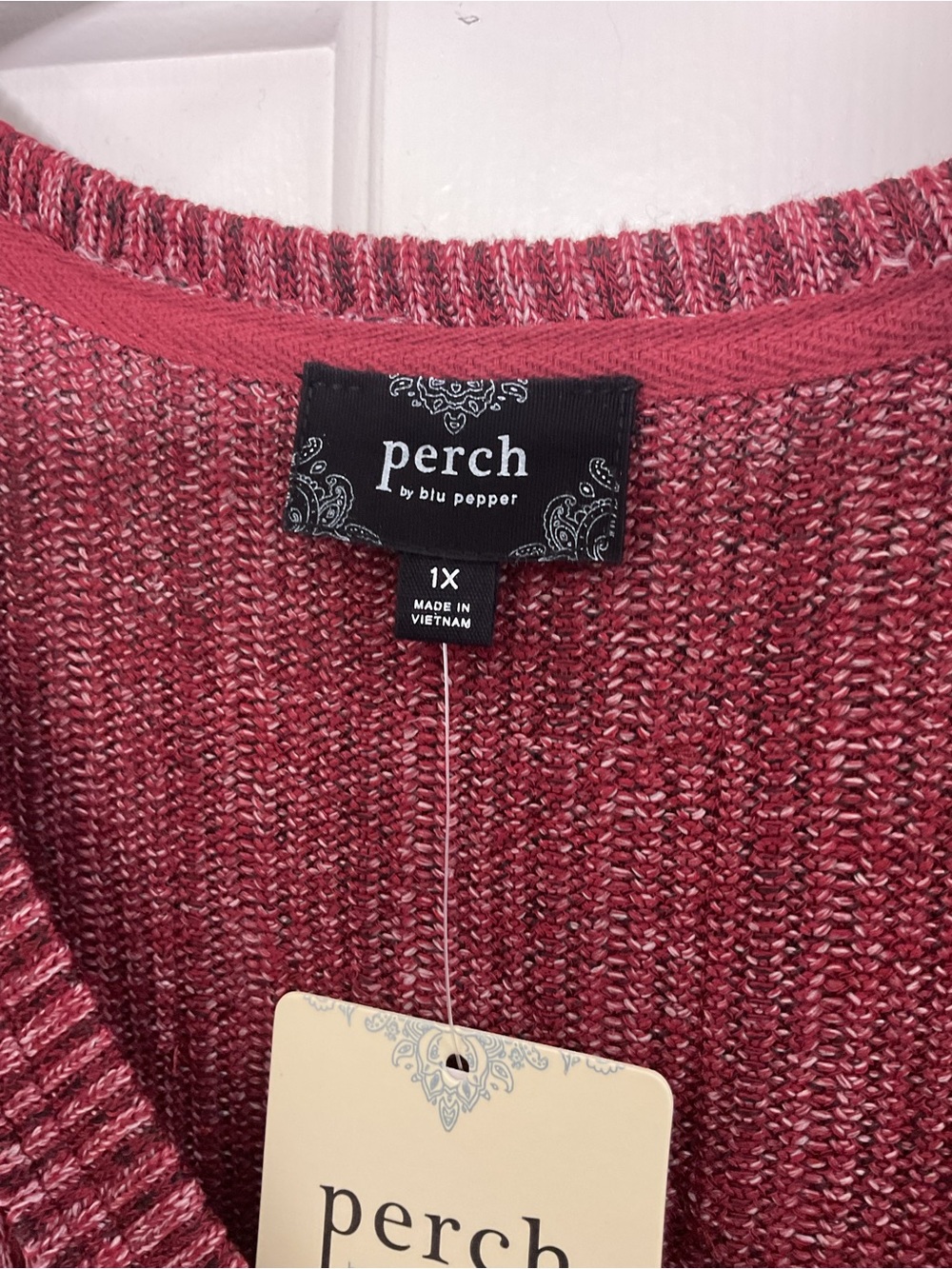 Perch by Blu Pepper 1X Ribbed V Neck Knit Top Mauve Rose Relaxed - Picture 3 of 6